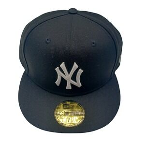 New Era 59FIFTY Fitted Hat Mens 7 1/2 Black New NY Yankees MLB Baseball Cap